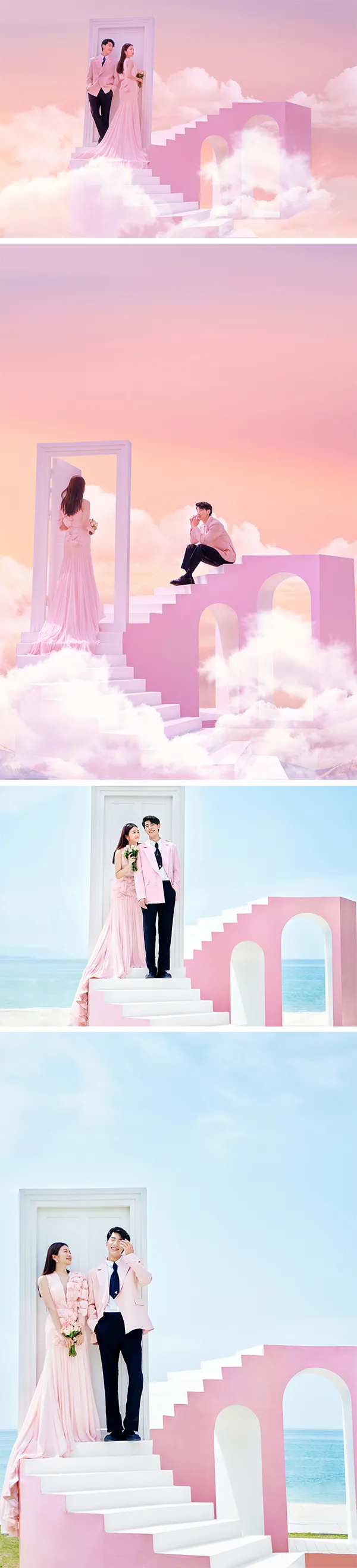 粉色天梯，海景婚礼，,婚纱拍摄，婚纱摄影，婚纱照片